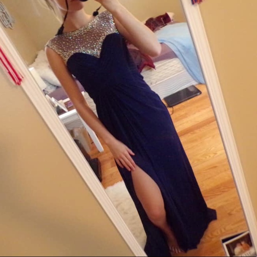 navy blue prom dress